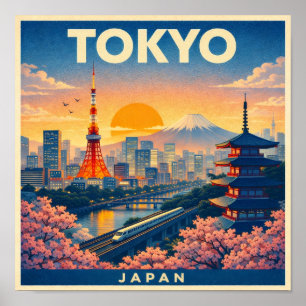 Tokio Japan Vintage Reiseplakat Poster
