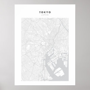 Tokio - Japan White City Map Poster