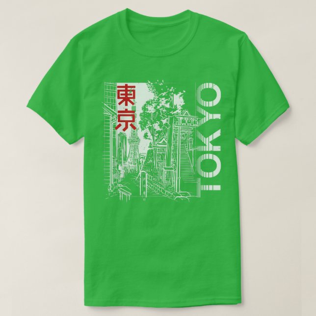 Tokio - Japanische Stadt Tokio Skyline Retro Vinta T-Shirt (Design vorne)