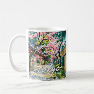 Tokio Kirschblüten Aquarell Traditionelles Japan  Kaffeetasse