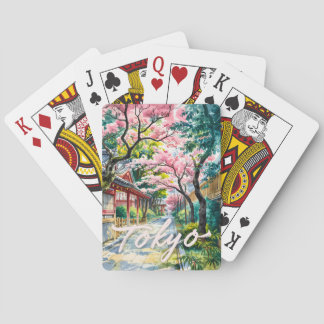 Tokio Kirschblüten Aquarell Traditionelles Japan  Spielkarten
