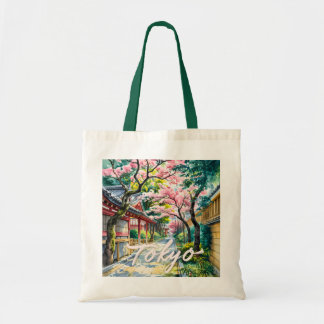 Tokio Kirschblüten Aquarell Traditionelles Japan  Tragetasche