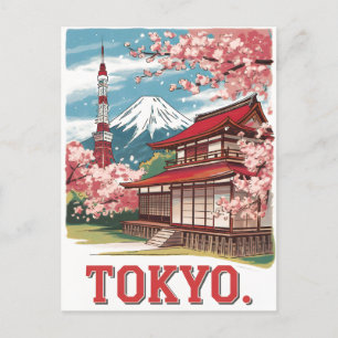 Tokio Mount Fuji vintage Postkarte