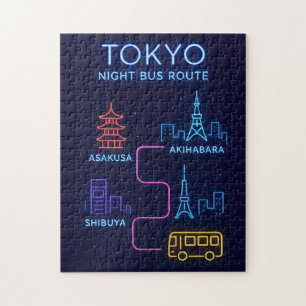 Tokio Nachtbus-Route Neon-Puzzle – Japan  Puzzle