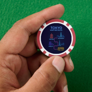 Tokio-Nachtbus-Routen-Neon-Design – Japan-Reise Pokerchips