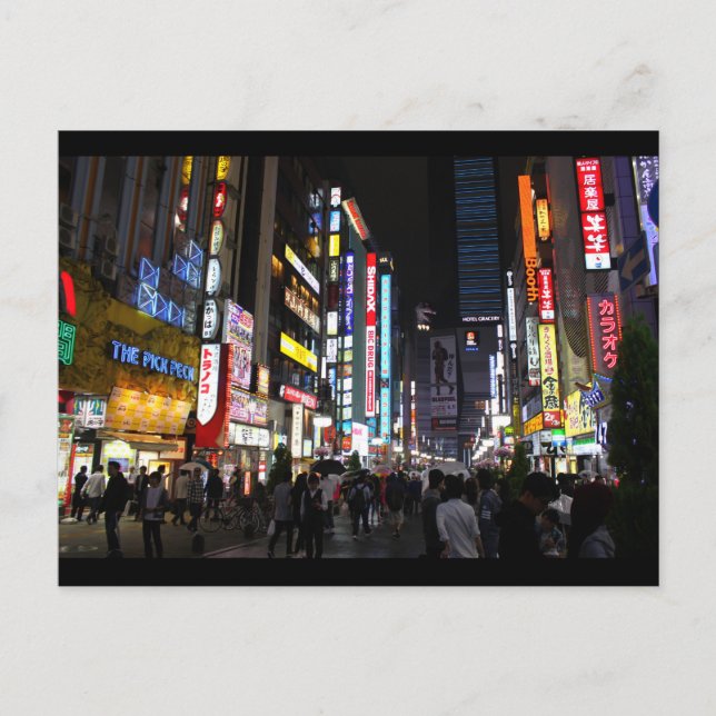 Tokio neons Shinjuku bei Nacht Postkarte (Vorderseite)