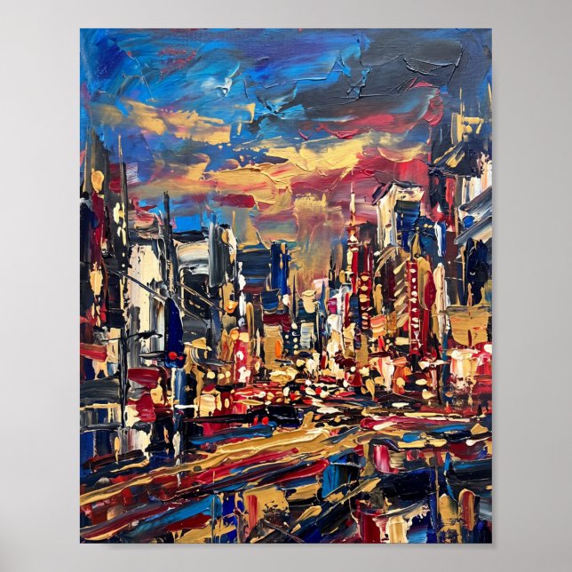 Tokio Poster Luxus Abstracte Ölgemälde (Vorne)