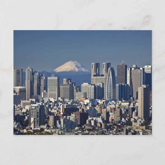 Tokio, Shinjuku District Skyline, Mount Fuji, Postkarte (Vorderseite)