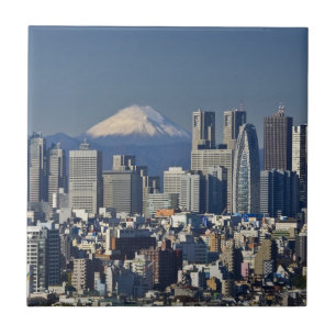 Tokio, Skyline des Bezirks Shinjuku, Berg Fuji Fliese
