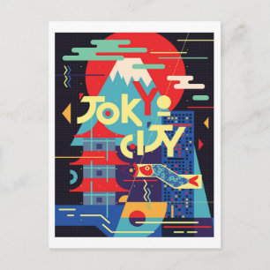 Tokio Stadt, Japan, Illustration, Vintage Reise Postkarte