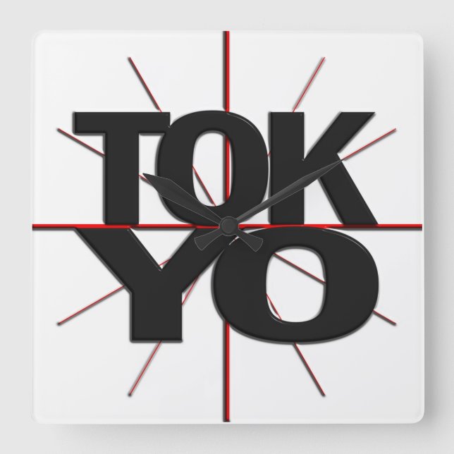 Tokio Timezone Wall Clock Quadratische Wanduhr (Vorderseite)