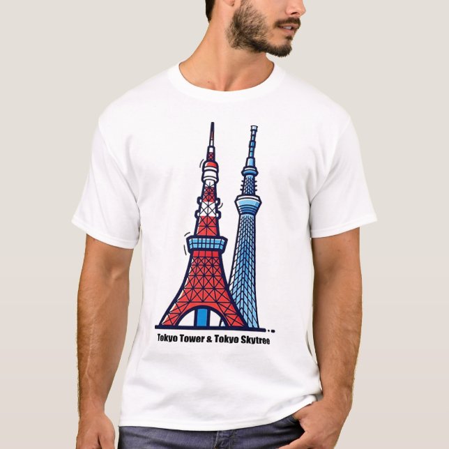 Tokio-Turm & Tokio Skytree T-Shirt (Vorderseite)