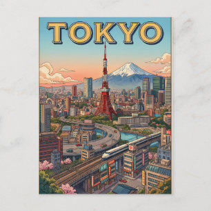 Tokio Vintage-Anime-Reisepostkarte Postkarte