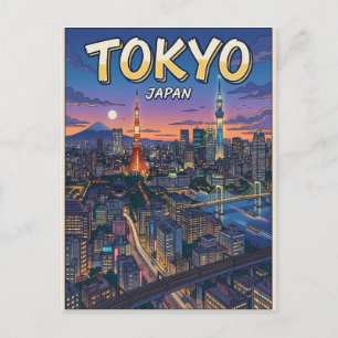 Tokio Vintage-Anime-Reisepostkarte Postkarte