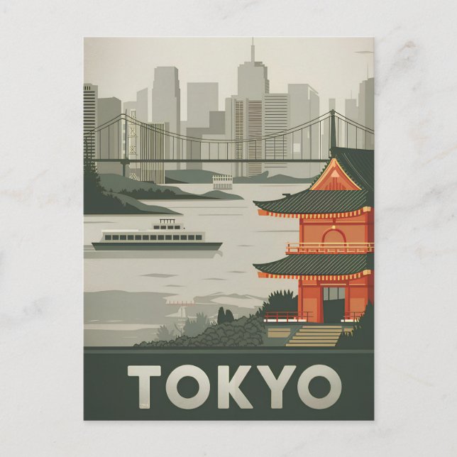 Tokio Vintage Postkarte (Vorderseite)
