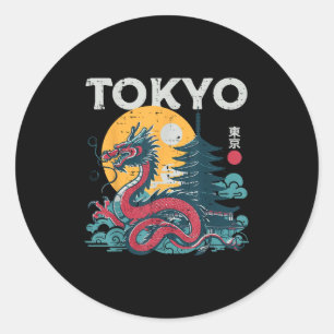 Tokioter Drache Vintage Asiatische Japanische Myth Runder Aufkleber