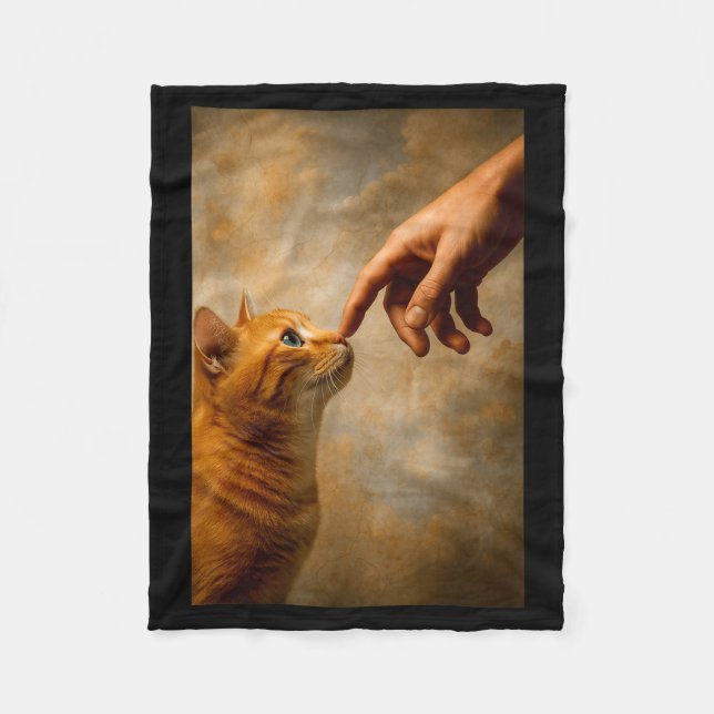 Tokioter Katze mit Strohhut und Teetasse Skytree C Fleecedecke (Vorderseite)