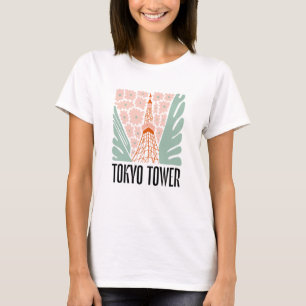 Tokioturm Japan abstrakte Reise Blumenkunst T-Shirt
