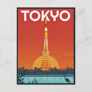 Tokioturm Japan Reise Retro-Geschenke  Postkarte