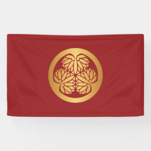 Tokugawa Aoi Japaner Kamon Familienwappen-Goldrot Banner