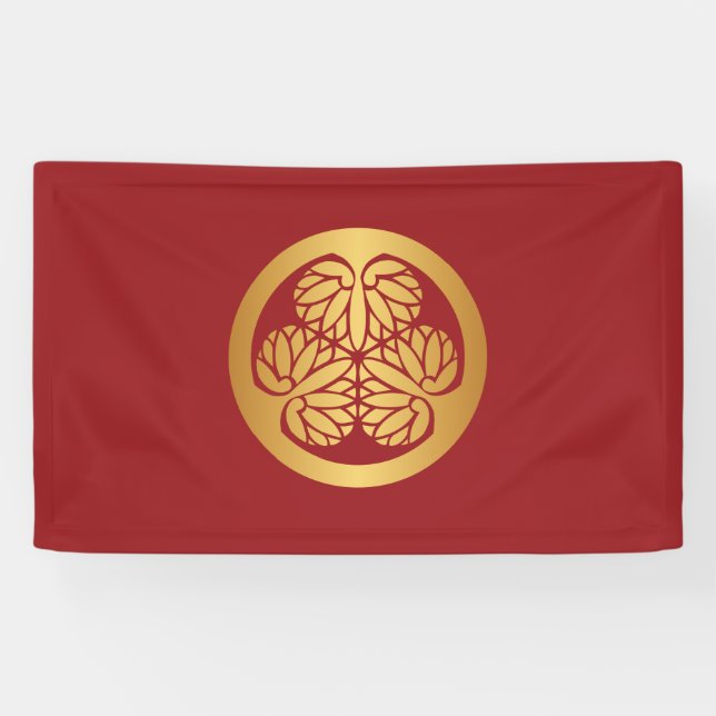 Tokugawa Aoi Japaner Kamon Familienwappen-Goldrot Banner (Horizontal)