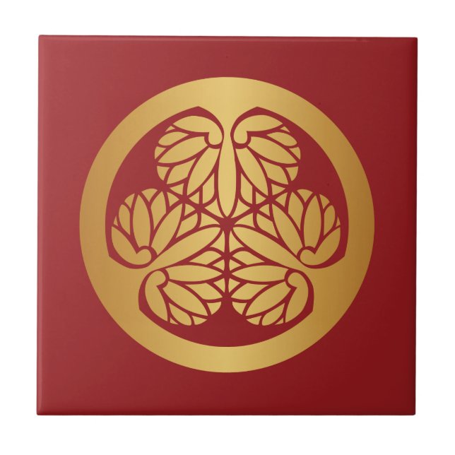 Tokugawa Aoi Japaner-Montag-Familienwappen-Gold Fliese (Vorderseite)