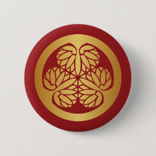 Tokugawa Aoi Mon Japanisches Familienwappen Gold a Button