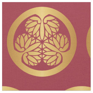 Tokugawa Aoi Mon Japanisches Familienwappen Gold a Stoff