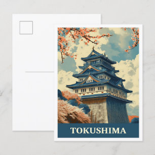 Tokushima Japan Vintag Art Travel Illustration Postkarte