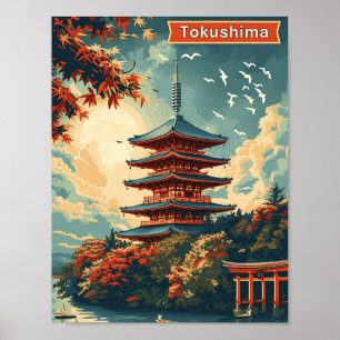 Tokushima Japan Vintage-Kunst-Reiseillustration Poster