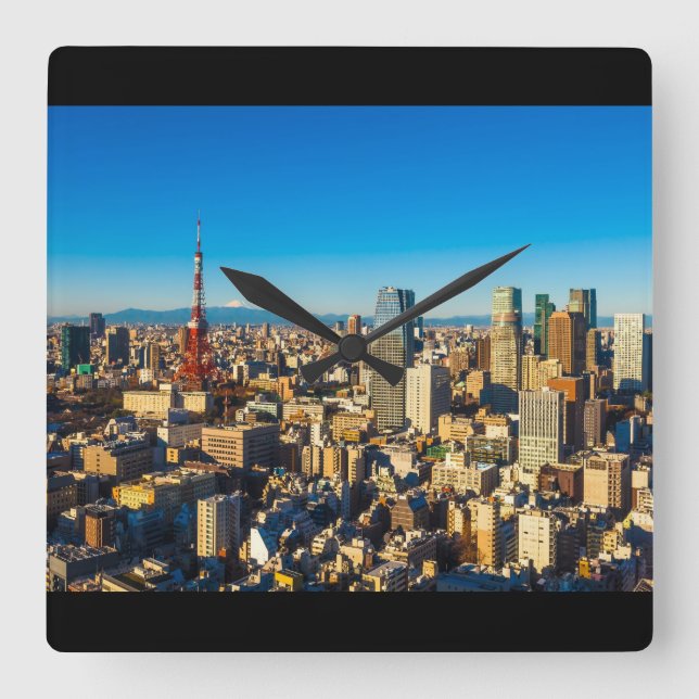 Tokyo 001A Quadratische Wanduhr (Vorderseite)