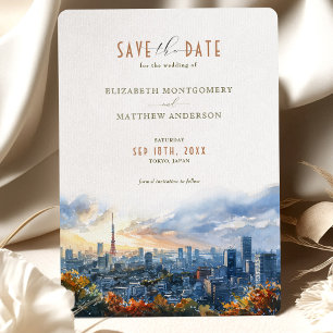 Tokyo-Aquarell-Skyline Save-the-Date Einladung