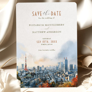 Tokyo-Aquarell-Skyline Save-the-Date Einladung