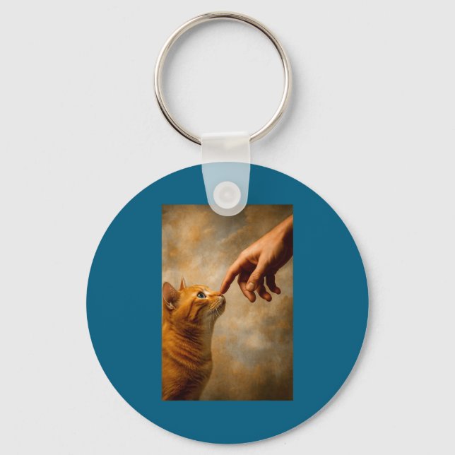 Tokyo Cat In Straw Hat With Tea Cup Skytree City V Schlüsselanhänger (Vorderseite)