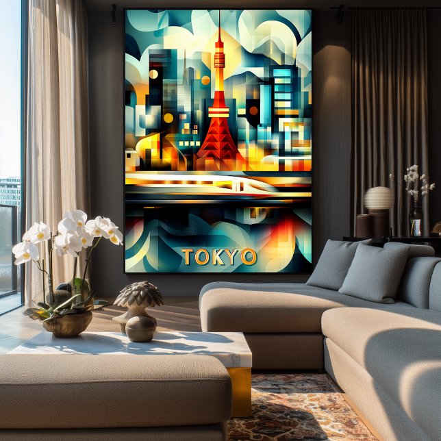 Tokyo Cubist Lights - Modern Geometric Cityscape Poster (Von Creator hochgeladen)