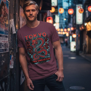 Tokyo Cyber Samurai Drache Vintage Japan Unisex Tri-Blend Shirt