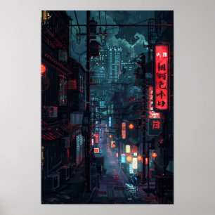 Tōkyō Cyberpunk Futuristische Stadt an Nachtpos Poster