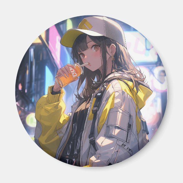 Tokyo Girl | 東京娘 GenerartiveAI シール Magnet (Vorne)