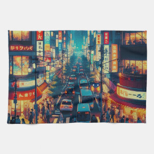 Tokyo in Bewegung Geschirrtuch