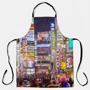 TOKYO, JAPAN - 14. MÄRZ 2014: Schilder säumen dich Schürze