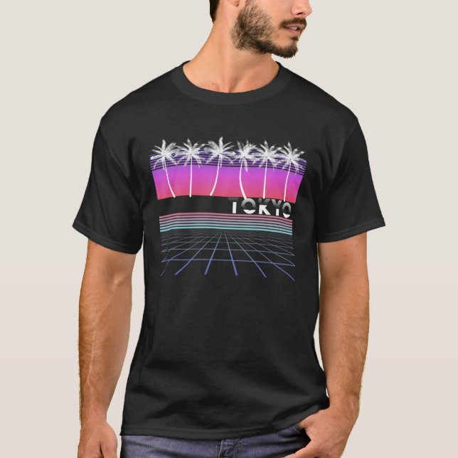 Tokyo Japan 80'S 90'S Vaporwave Ästhetischer Stran T-Shirt (Vorderseite)