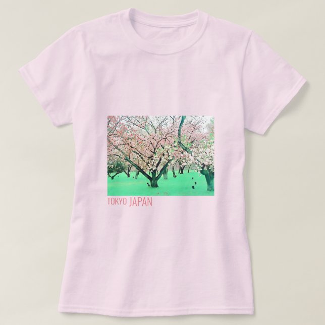Tokyo Japan Cherry Blossom Frühjahrsreise T-Shirt (Design vorne)