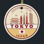 Tokyo Japan City Skyline Emblem Keramik Ornament<br><div class="desc">Tokyo minimalistisches,  farbenfrohes Kunstdesign mit Denkmälern und Sehenswürdigkeiten der Stadt in Japan.</div>