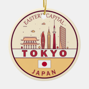Tokyo Japan City Skyline Emblem Keramik Ornament