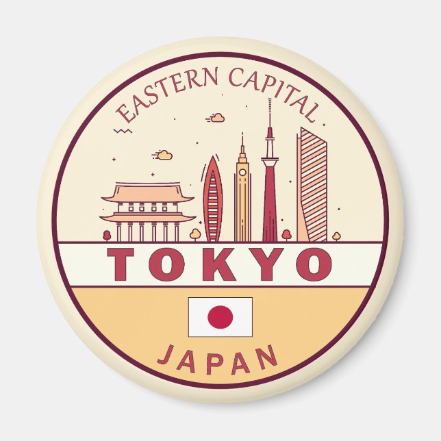 Tokyo Japan City Skyline Emblem Magnet (Vorne)