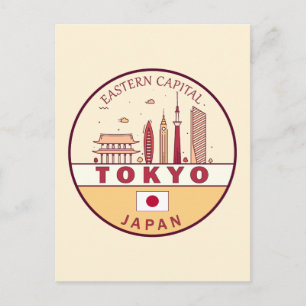 Tokyo Japan City Skyline Emblem Postkarte