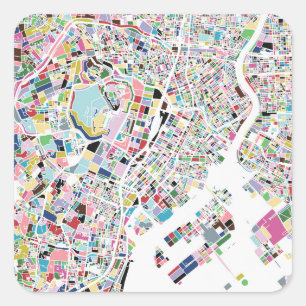 Tokyo Japan Map Quadratischer Aufkleber