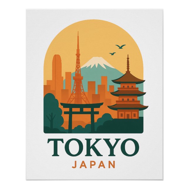 Tokyo Japan Minimalist Travel Poster – Glossy  (Vorderseite)
