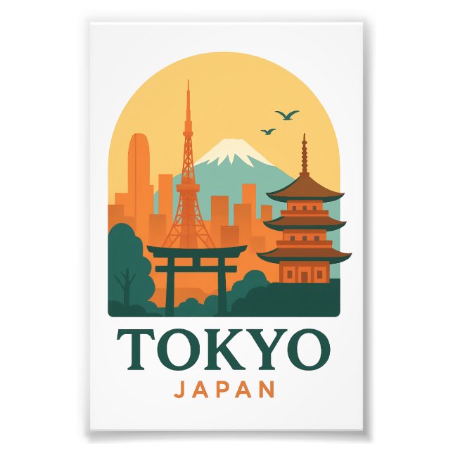 Tokyo Japan Minimalist Travel Souvenir Photo Print Fotodruck (Vorne)