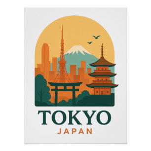 Tokyo Japan Minimalistisch Travel Poster - Moderne
